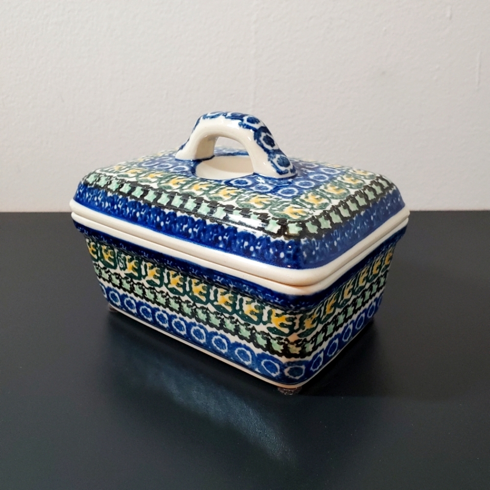 Ceramica Artystyczna Unikat Polish Pottery Covered Butter Box